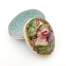 3-1/2" Light Yellow Holly Pond Hill Bunny Garden Easter Egg Container ~ Germany